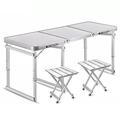 Lightweight Camping Table Outdoor Folding Table, 3-Position Adjustable Height Portable Aluminum Folding Table for BBQ Table, Picnic Table, Garden Party (Color : White) little surprise