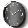 Modern Wall Clock Silent Non-Ticking Black&Grey Simple Style Large Number Display Analog Round Metal Wall Clocks Mantel Clock Decorative for Office Bedroom Kitchen Living Room Home Decor 30cm