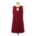 Miami Casual Dress - Shift Crew Neck Sleeveless: Burgundy Dresses - Women's Size Small