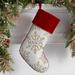 Personalization Mall Silver & Gold Snowflakes Personalized Burgundy Christmas Stocking Polyester in Red/White | 19.5 H x 7.5 W in | Wayfair 36913-B