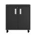 "Fortress Textured Metal 31.5"" Garage Mobile Cabinet with 2 Adjustable Shelves in Charcoal Grey - Manhattan Comfort 3GMCC-CH"