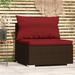 Latitude Run® Patio Sectional Sofa w/ Cushions PE Rattan Wicker/Rattan in Red/Brown | 23.8 H x 27.6 W x 27.6 D in | Wayfair