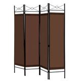 Red Barrel Studio® 6 Ft 4-panel Folding Room Divider Freestanding Privacy Screen Frame Black Canvas in Brown | 71.5 H x 62 W x 0.7 D in | Wayfair