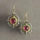 Boucles d'Oreilles Pendantes en Or pour Femme Bijoux Remplis de Verre Rouge Motif Cadeau