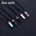 KISSWIFE – collier Hexagonal en cuir cristal naturel turquoises pendentif œil de tigre