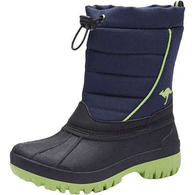 Winterstiefel KANGAROOS "K-Ben", Damen, Gr. 33, blau (navy, lime), Synthetik, Textil, sportlich, Schuhe, Snowboots, Winterboots, Winterschuhe, wasserabweisend