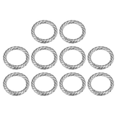 Purse Strap Ring, 20Pcs 35mm O Ring Metal Spring Snap Buckle for DIY Bag, Silver - Silver Tone