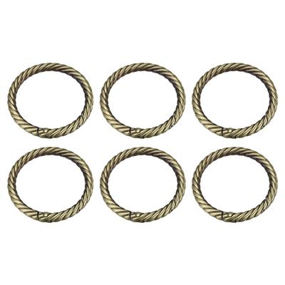 Purse Strap Rings, 6Pcs 47mm O Ring Metal Spring Snap Buckle for DIY Bag, Bronze