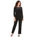 Plus Size Women's Rhinestone-Detailed Velour Set by Roaman's in Black (Size 42/44)