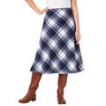 Plus Size Women's Back-Elastic Plaid Skirt by Woman Within in Navy Plaid (Size 5X)