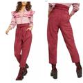 Free People Pants & Jumpsuits | Free People Pants Nightfall Vegan Suede High Rise Paperbag Waist | Color: Red | Size: 6