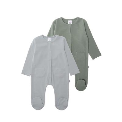 Overall LILIPUT, Kinder, Gr. 50, EURO-Größen, grau (grau, grün), 95% Baumwolle, 5% Polyester, elegant, Rundhals, Langarm, Overalls, mit praktischer Druckknopfleiste