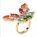 Kate Spade Jewelry | Kate Spade Gold-Tone Multicolor Cubic Zirconia Butterfly Statement Ring Size 7 | Color: Green/Red | Size: Os