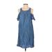 LC Lauren Conrad Casual Dress - Shift Scoop Neck Sleeveless: Blue Solid Dresses - Women's Size Small