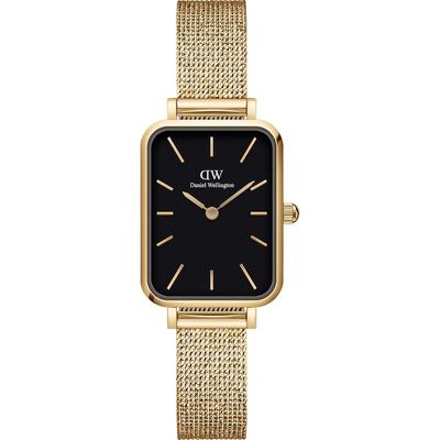 Daniel Wellington - Quadro Pressed Evergold Uhr (mit goldenem Mesh-Armband) Damenuhren 1 ct Schwarz Damen