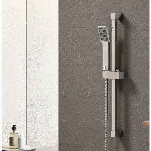 Meykoers Duschset mit Duschstange chrom Duschsystem 610 mm mit Duschschlauch, Duschkopf, Dusch