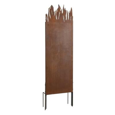 Metall Gartenzaun Sichtschutzwand 150 cm Edel-Rost Sichtschutz-Element Flammen Image