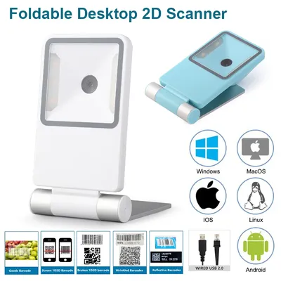 Scanner de codes-barres de bureau omnidirectionnel pliable automatique filaire USB plateforme