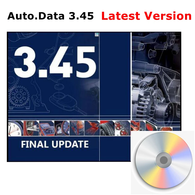 2025 Hot auto.data 3.45 version logiciel de réparation automobile Auto-data v3.45 mise à jour du logiciel de voiture à 2014 ans envoyer par disque Flash USB CD