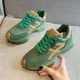Baskets en cuir à plateforme de luxe pour femmes chaussures de course légères anti-ald vert