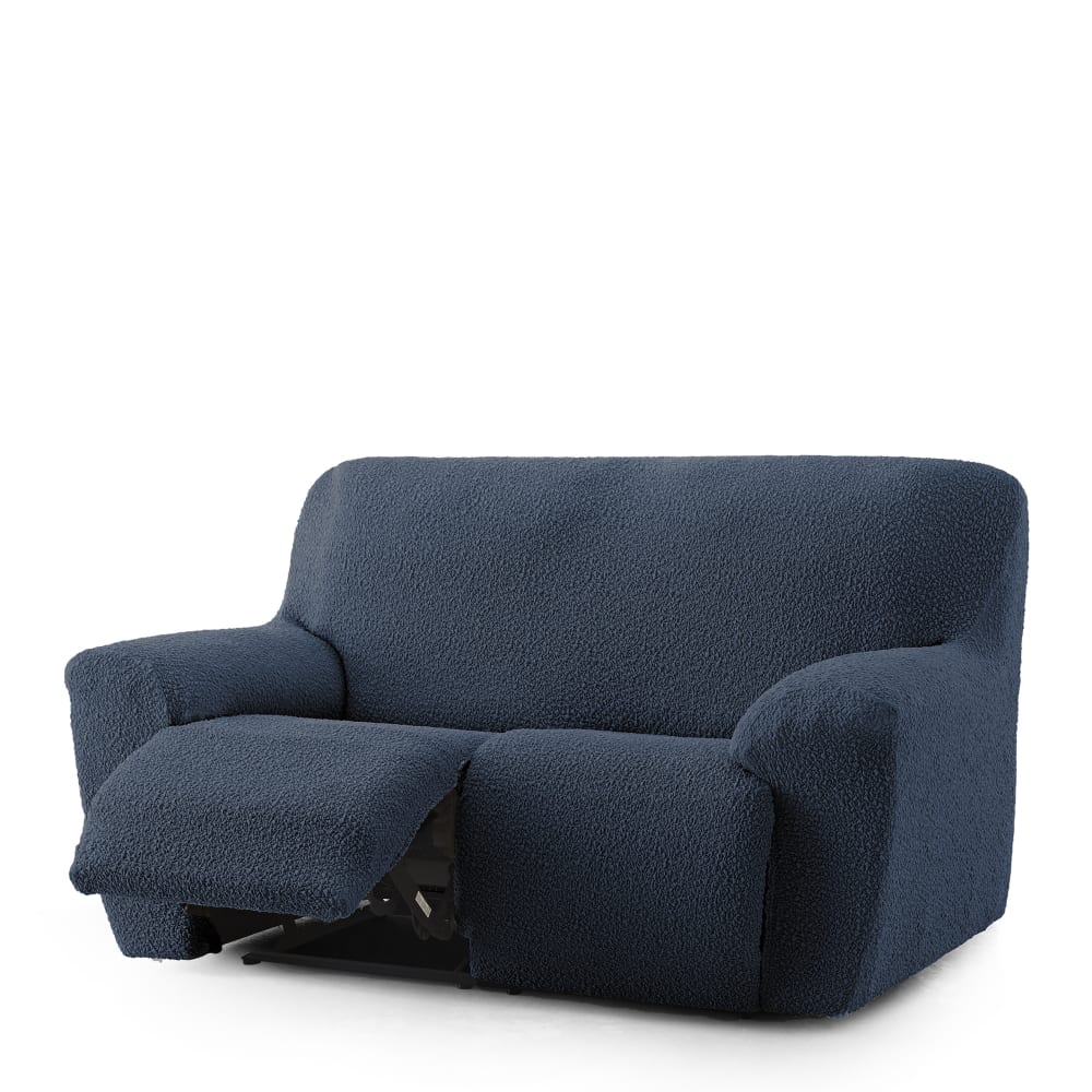 Housse de canapé 3 places relax extensible bleu 200 - 260 cm