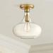 Mid century close to ceiling light industrial gold glass semi flush mount lighting fixture