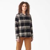 Dickies Women's DuraTech Renegade Flannel Shirt - Oatmeal/black Plaid Size L (FL085)