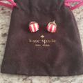 Kate Spade Jewelry | Kate Spade Coral And White Stripe Earrings | Color: Pink/White | Size: Os