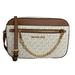 Michael Kors Bags | Michael Kors Crossbody Bag Jet Set Large Leather Mk Print Logo Vanilla | Color: Brown/Cream | Size: Large