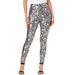 Plus Size Women's Foil-Print Legging by Roaman's in Silver Swirl Paisley (Size 38/40)