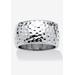 Women's Hammered Silvertone Wide Band Ring (10mm) by PalmBeach Jewelry in Silver (Size 9)