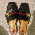 Gucci Shoes | Gucci Black Leather Princetown Mules Size 37 | Color: Black | Size: 37