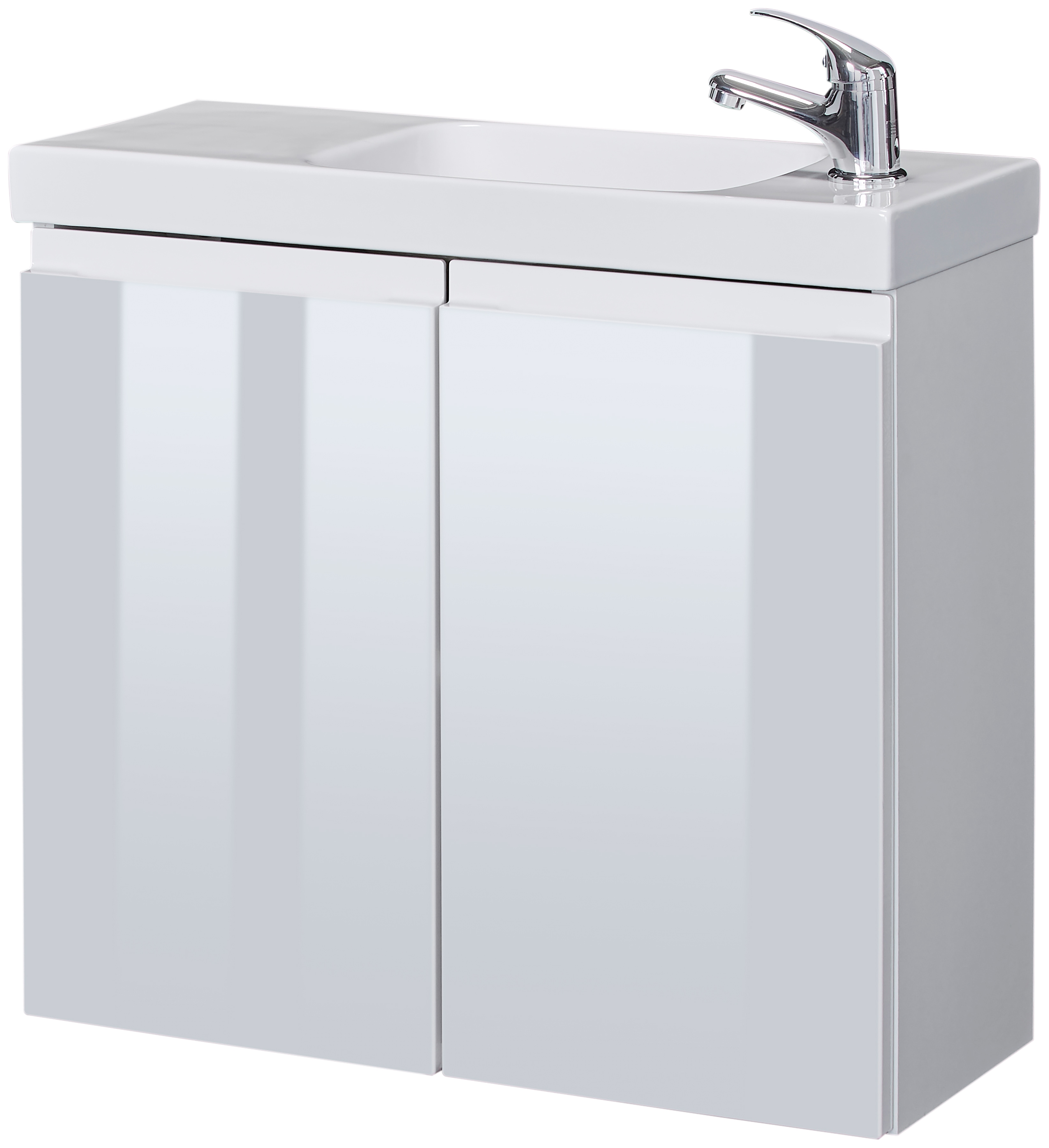 Waschtisch WELLTIME "Merida", weiß (weiß, weiß), B:60cm H:57cm T:25cm, Waschtische, Waschtisch, Gästebad Badmöbel mit reduzierte Tiefe, Breite 60 cm