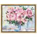 Oliver Gal Pretty Floral Mood Roses Bouquet Vase Modern Pink - Floater Frame Graphic Art Canvas in Blue/Pink | 24 H x 30 W x 1.75 D in | Wayfair