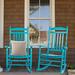 Charlton Home® Colb Outdoor Colb Rocking Solid Wood Chair in Blue | 47.6 H x 27 W x 21.3 D in | Wayfair 52E22F36CEBA4F3A88038679511DC85D