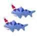 The Holiday Aisle® Shark Santa Hanging Figurine Ornament Set of 2 Fabric in Blue/Red/White | 3 H x 1 W x 5 D in | Wayfair