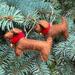 The Holiday Aisle® Dachshund Dog Hanging Figurine Ornament Set of 2 Fabric in Brown/Red | 2 H x 0.5 W x 4 D in | Wayfair