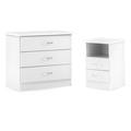 Ebern Designs Nevada 2 Piece Bedroom Kit (3 Drawer Dresser & Nightstand) Wood in Brown/White | Wayfair 92BD353345EE42FA8F535B43E04AFFA8