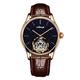 Aesop Classic Tourbillon Men Watch Sand Stone Dial Mechanical Tourbillon Movement Manual Analog Wristwatches Sapphire Waterproof Dress Business Watch for Men with Leather Strap 7050(Rose Gold-L)