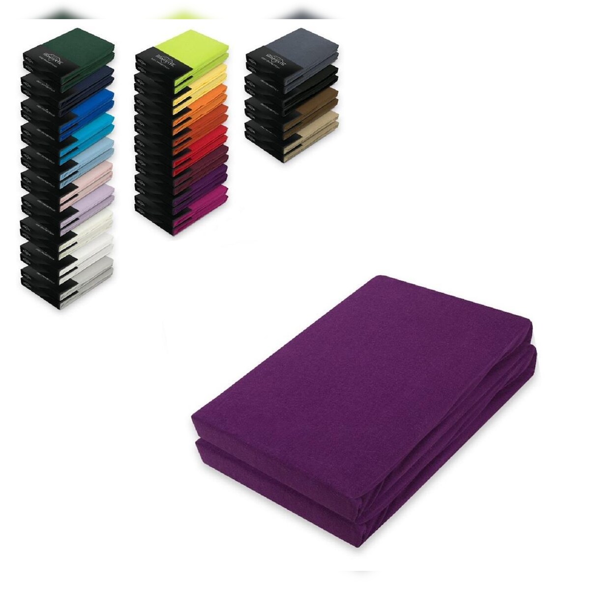 EXKLUSIV HEIMTEXTIL Jersey Spannbettlaken Doppelpack 140 - 160 x 200 cm Lila Image