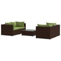 Latitude Run® 5 Piece Patio Lounge Set w/ Cushions Poly Rattan Synthetic Wicker/All - Weather Wicker/Wicker/Rattan | Wayfair