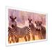 Ebern Designs African Zebra Family Portrait - Photograph on Canvas Metal in Black/Indigo/White | 16 H x 32 W x 1 D in | Wayfair