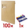 100er-Pack Faltentaschen mit Steh-/Klotzboden inkl. Pagemarker »Pfeil« 43 x 11 m braun, Mailmedia, 32.4x22.9 cm