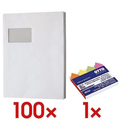100er-Pack Faltentaschen mit Steh-/Klotzboden (20 mm Falte) inkl. Pagemarker »Pf weiß, Mailmedia, 32.4x22.9 cm