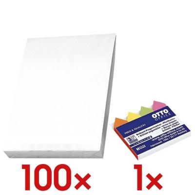 Mailmedia 100er-Pack Faltentaschen inkl. Pagemarker »Pfeil« 43 x 11 mm weiß, 35.3x25 cm
