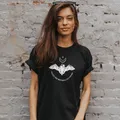 T-shirt Vegan PER Inators pour femme T-shirt imprimé étoile lune chauve-souris T-shirt d'été