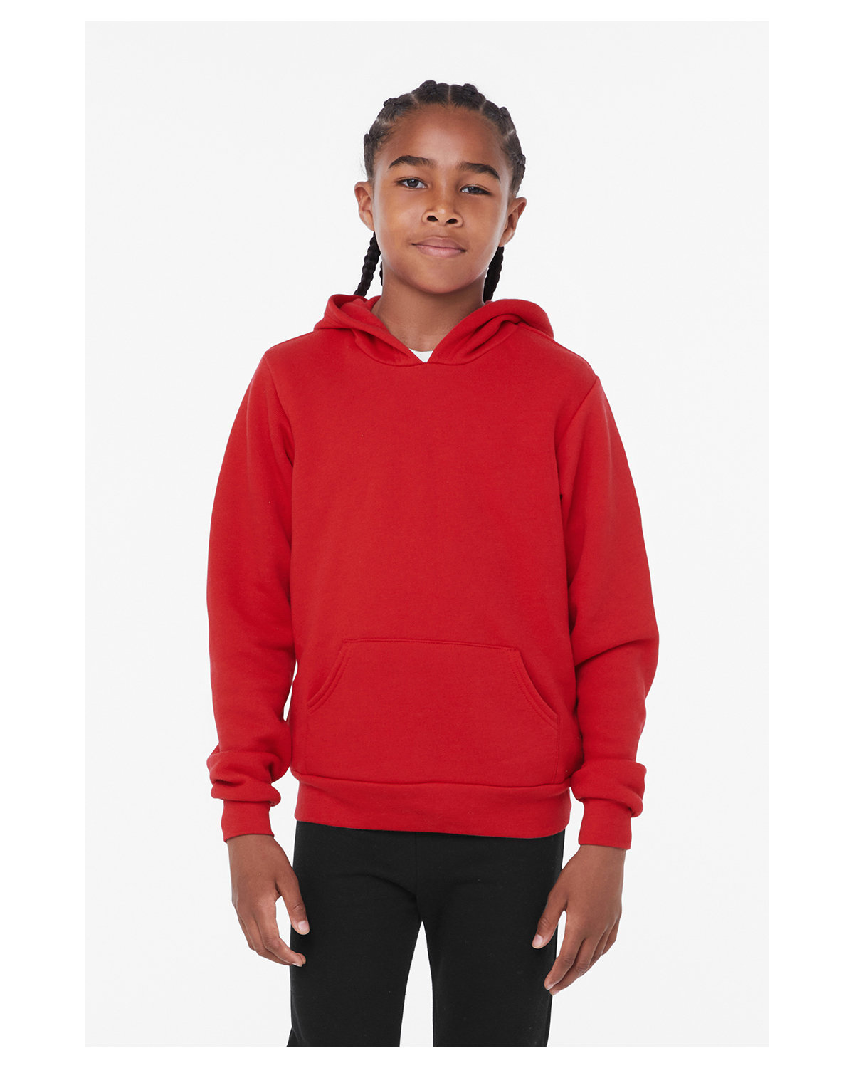 Bella + Canvas 3719Y Youth Sponge Fleece Hoodie Sweatshirt in Red size Large B3719Y, BC3719Y
