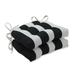 Pillow Perfect Outdoor Cabana Stripe Black Deluxe Tufted Chairpad (Set of 2) - 17 X 17.5 X 4