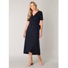 Wickelkleid BASE LEVEL "Yvie", Damen, Gr. 42, N-Gr, blau (navy dunkelblau), Jersey, Obermaterial: 94% Viskose, 6% Elasthan, unifarben, feminin, figurumspielend ca. Mitte Wade, V-Ausschnitt, Kurzarm abgesteppt, Kleider, In bequemer, elastischer Qualität
