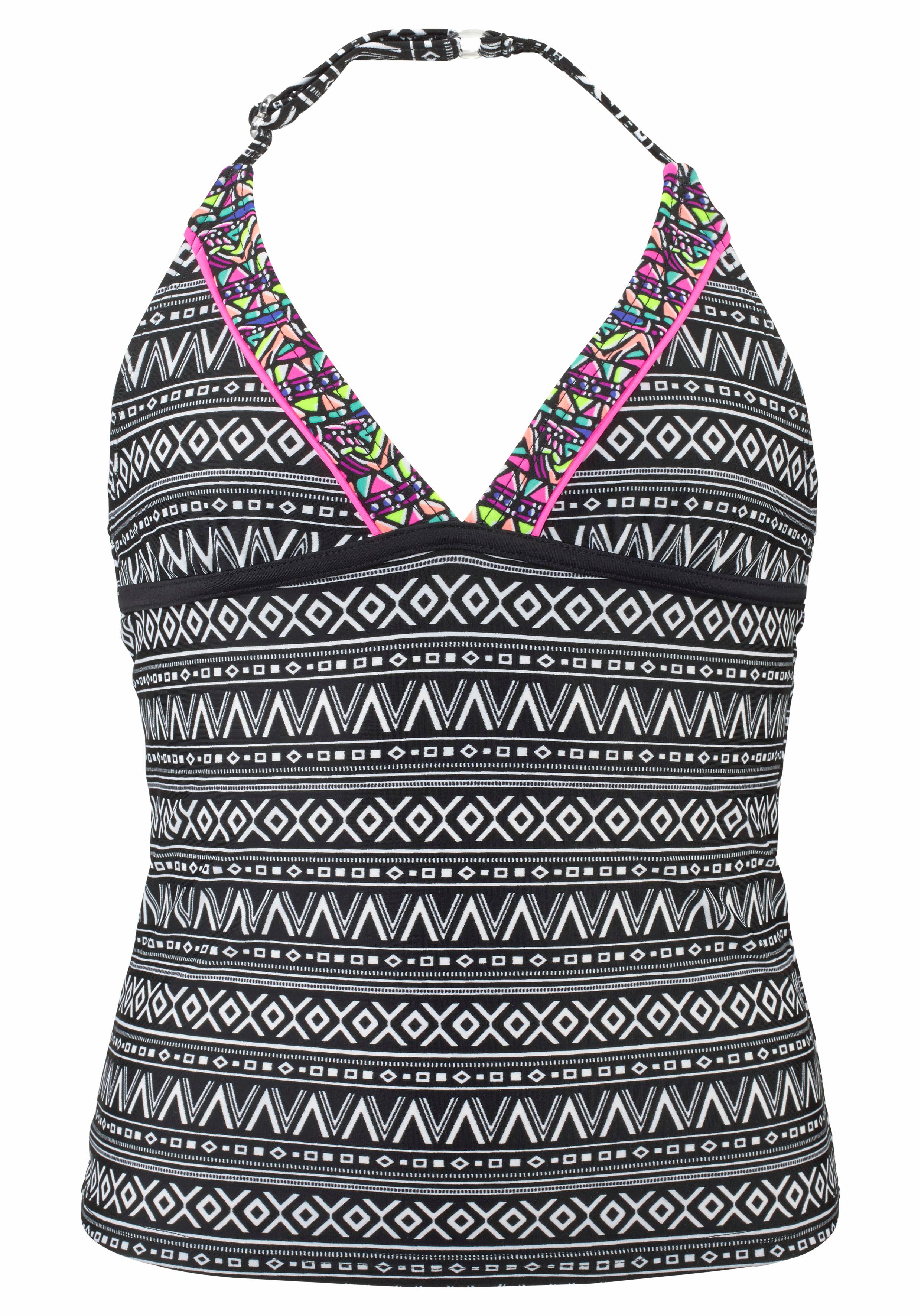 Tankini BUFFALO, Kinder, Gr. 134/140, N-Gr, schwarz-weiß (schwarz, weiß), Polyamid, Bikini-Sets, mit Ethnodruck und Kontrastdetails Image